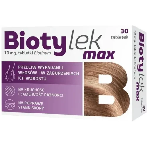 Biotylek Max 10mg, 30 tabletek - Poprawia kondycję włosów i paznokci