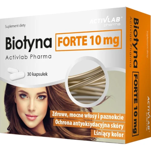 Activlab Pharma Biotyna Forte 10 mg, 30 tabletek - Witamina H – biotyna na włosy, skórę i paznokcie