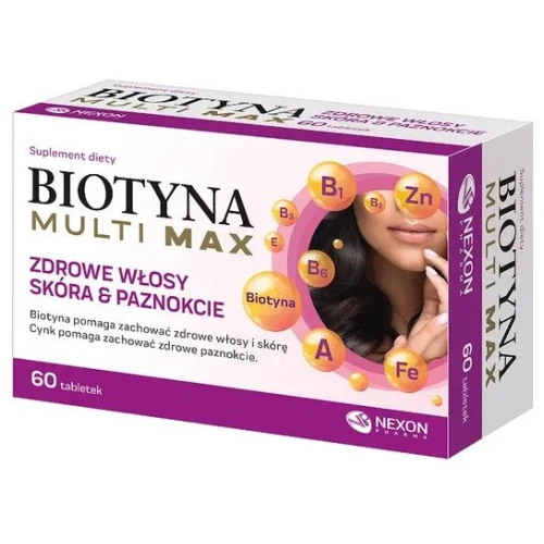 Biotyna Multi Max, 60 tabletek - Wsparcie urody i odporności