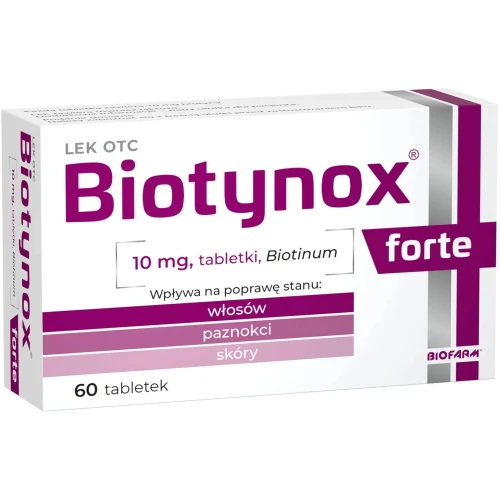Biotynox Forte 60 tabletek - Leczenie niedoboru biotyny – wypadania włosów, zaburzeń wzrostu włosów i paznokci