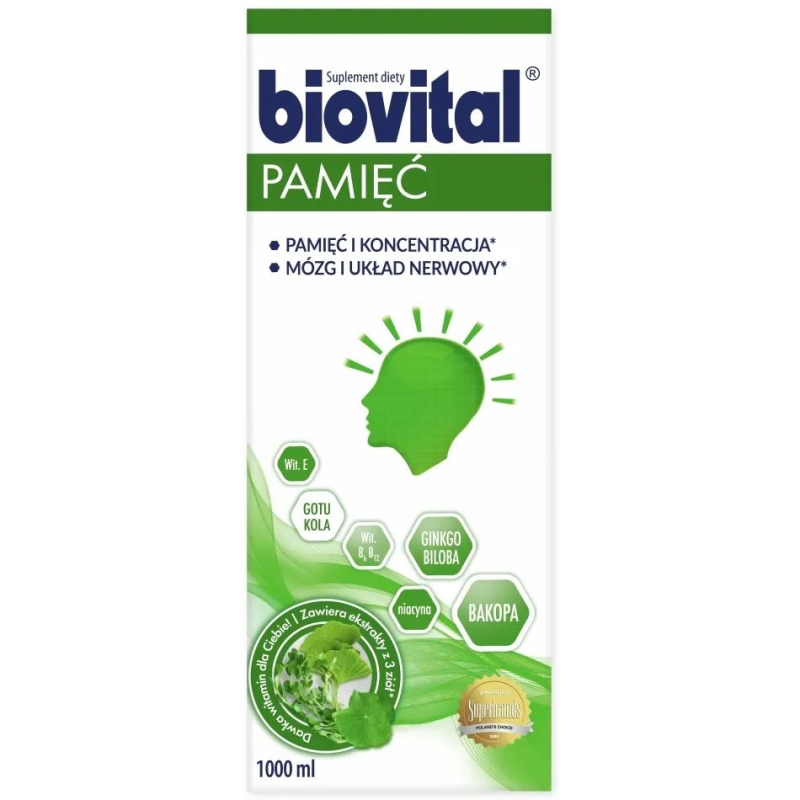 Biovital Pamięć, 1000 ml  - Wspomaga pamięć i koncentrację, preparat dla dorosłych