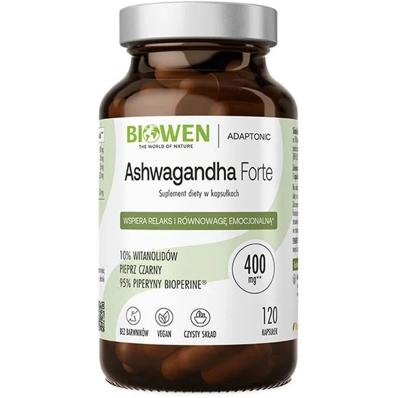 Biowen Ashwagandha Forte, 120 kapsułek - Standaryzowany ekstrakt Ashwagandhy z 10% witanolidów