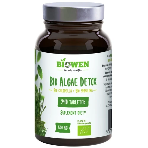 Biowen Bio Algae Detox, 240 tabletek - Ekologiczna chlorella i spirulina w tabletkach