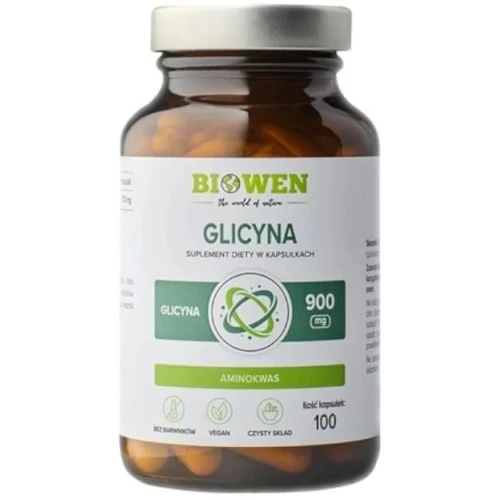 Biowen Glicyna, 100 kapsułek - 900 mg glicyny w roślinnych kapsułkach