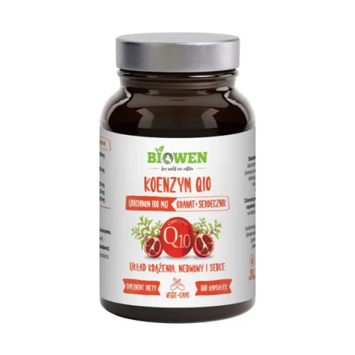 Biowen Koenzym Q10 100 mg, 100 kapsułek - Wegański ubichinon z serdecznikiem i granatem
