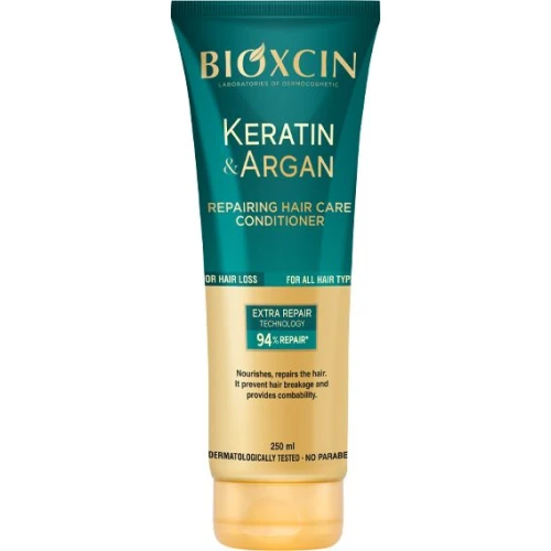 Bioxcin Keratin & Argan Regenerująco-odbudowująca odżywka do włosów, 250 ml - Profesjonalna pielęgnacja przeciw łamliwości i puszeniu się włosów