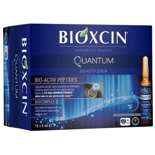 Bioxcin Quantum Bio-Activ Serum do włosów, 15 ampułek x 6 ml - Intensywna kuracja wzmacniająca w ampułkach na wypadanie włosów