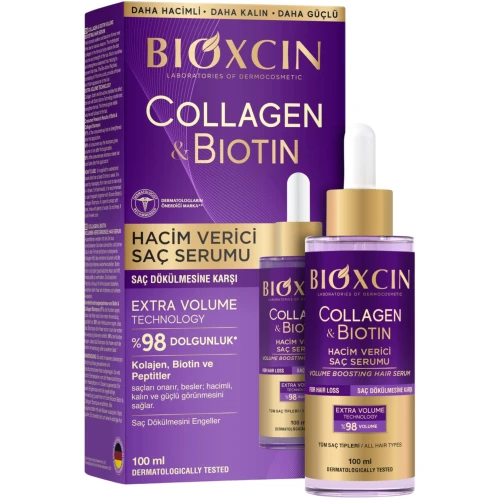 Bioxcin Collagen & Biotin Serum dodające włosom objętości, 100 ml - Do cienkich i osłabionych włosów
