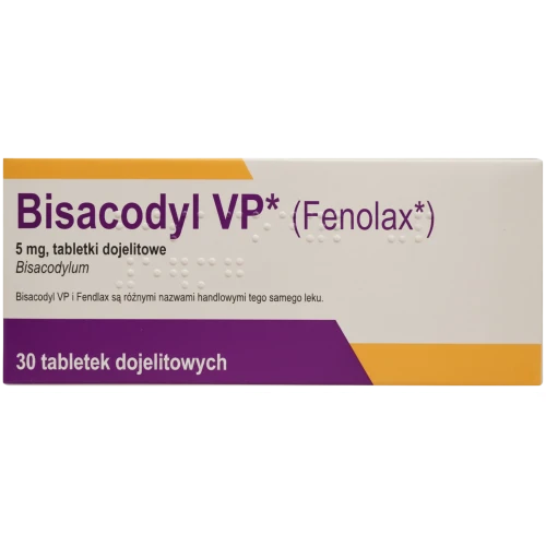 Bisacodyl VP 5mg, Medezin (import równoległy) 30 tabletek dojelitowych  - Zaparcia nawykowe i przewlekłe