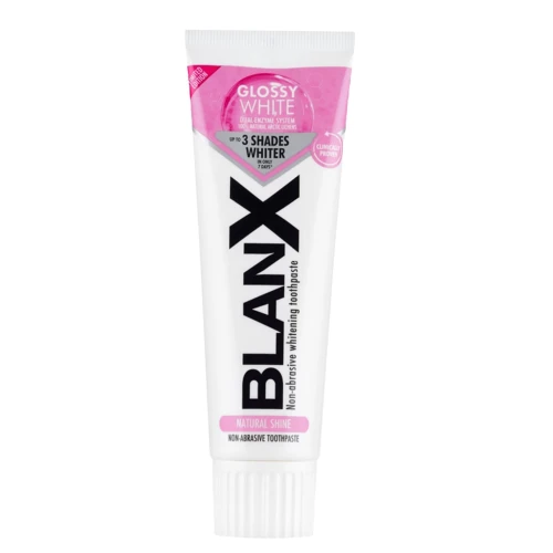 BlanX Glossy White Pasta do zębów, 75 ml - Z porostami arktycznymi i podwójnymi enzymami dla lśniącej bieli