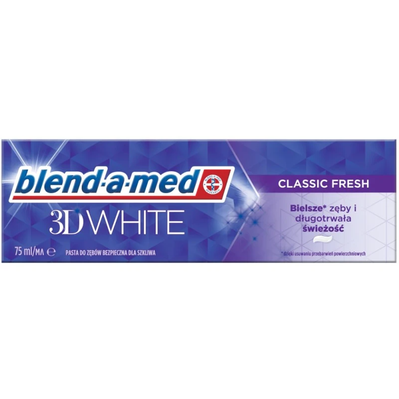Blend-a-med 3D White Classic Fresh Pasta do zębów, 75 ml - Usuwanie przebarwień i długotrwała świeżość oddechu