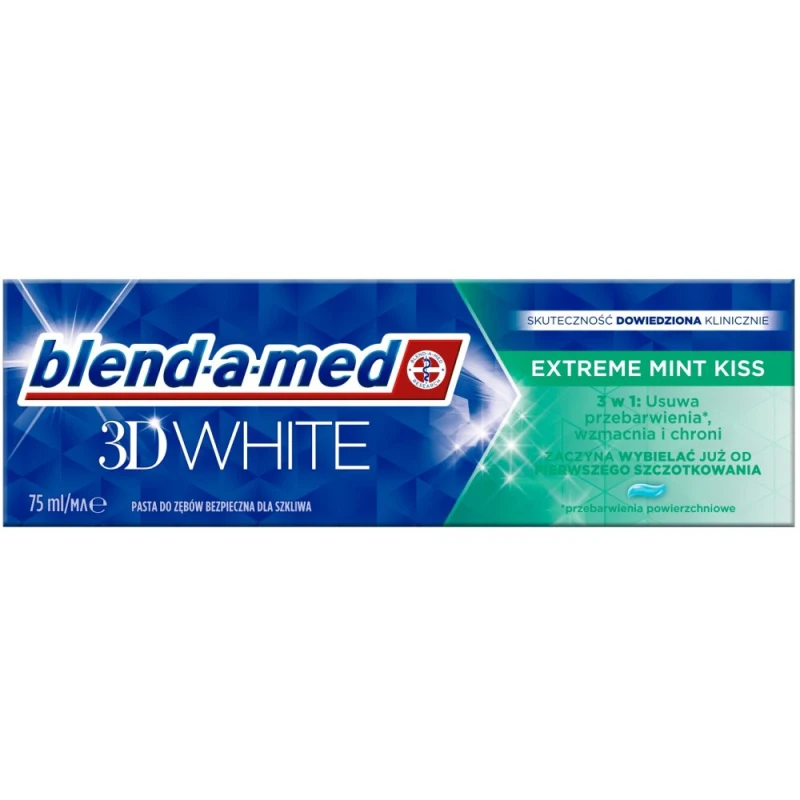 Blend-a-med 3D White Extreme Mint Kiss Pasta do zębów, 75 ml - Wybielanie zębów i intensywna miętowa świeżość