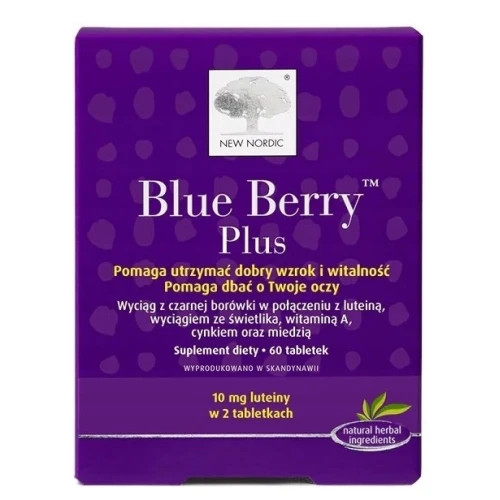 Blue Berry Plus, 60 tabletek - Ze składnikami pomagającymi utrzymać dobry wzrok i witalność