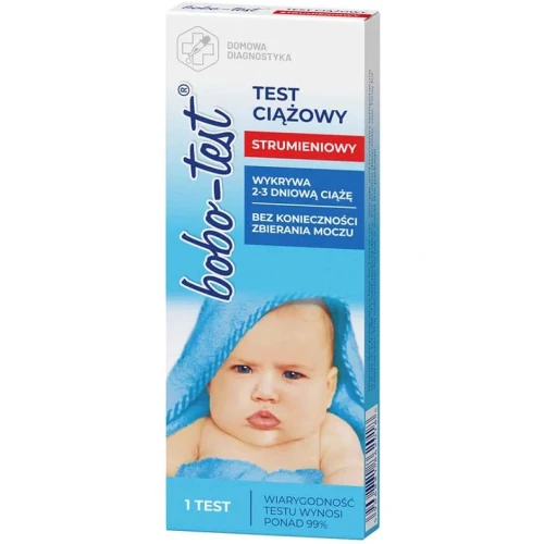 Bobo-Test Test ciążowy strumieniowy, 1 sztuka - Test ciążowy o czułości 10ml IU/ml