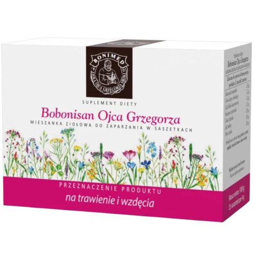 Bobonisan Ojca Grzegorza, 25 saszetek - Mieszanka ziołowa pomaga łagodzić wzdęcia, wspomaga trawienie