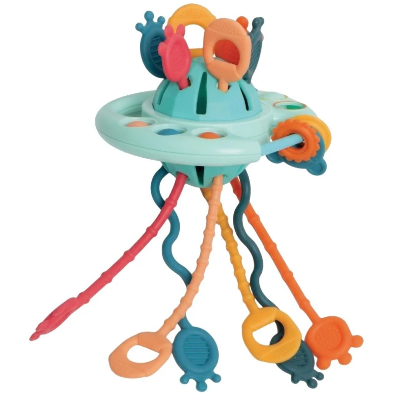 Bocioland Grzechotka Gryzak UFO, 1 sztuka - Sensoryczna zabawka Montessori