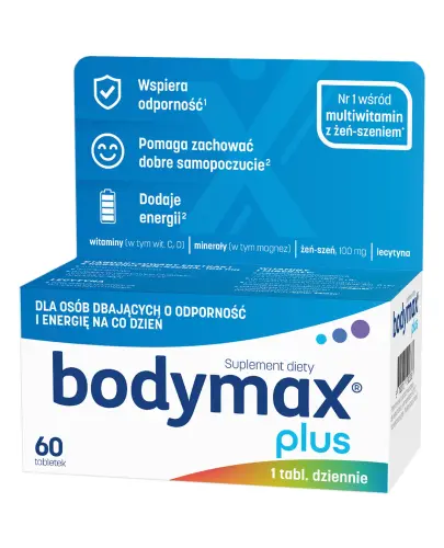 Bodymax plus, 60 tabletek  - Kompleks witamin i minerałów z żeń-szeniem