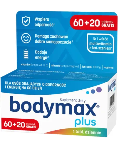Bodymax Plus, 80 tabletek - Witaminy z żeń-szeniem.