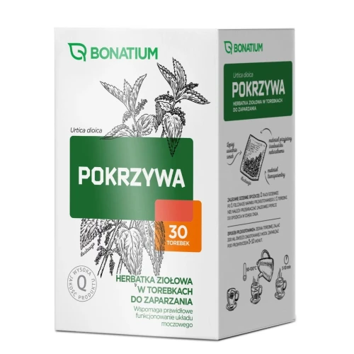 Bonatium Pokrzywa Herbatka ziołowa, 30 saszetek - Naturalne wsparcie układu moczowego i metabolizmu
