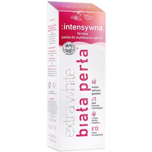 Biała Perła Intensywna Terapia, wybielająca pasta do zębów, 75 ml - Wybiela przebarwienia szkliwa zębów spowodowane przez jedzenie i napoje