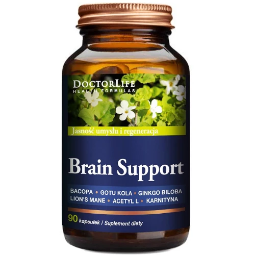 Doctor Life Brain Support, 90 kapsułek - Z ekstraktami roślinnymi wspierającymi pamięć i koncentrację