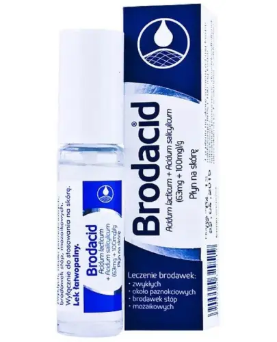 Brodacid, płyn na skórę, 8 g - Płyn z kwasem salicylowym i mlekowym do stosowania na skórę