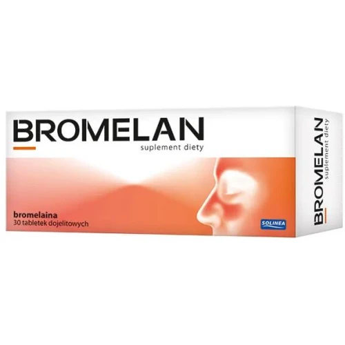 Bromelan, 30 tabletek dojelitowych - Z bromelainą - wspomaga prawidłowe funkcjonowanie zatok przynosowych