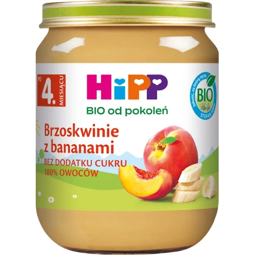 HiPP Brzoskwinie z bananami BIO, 125 g - Dla niemowląt po 4. miesiącu