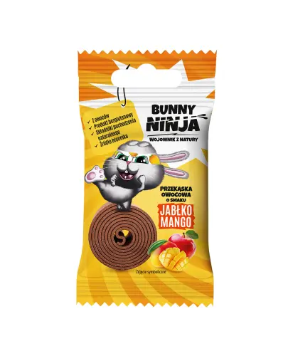 Bunny Ninja Przekąska owocowa o smaku jabłko-mango, 15 g - Bezglutenowa przekąska na bazie naturalnych składników