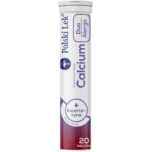 Calcium Duo Alergo + kwercetyna, bezsmakowe, 20 tabletek musujących - Dla osób dorosłych o zwiększonym zapotrzebowaniu na wapń