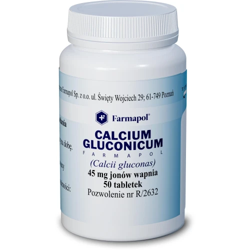 Farmapol Calcium Gluconicum, 50 tabletek  -  Lek z wapniem