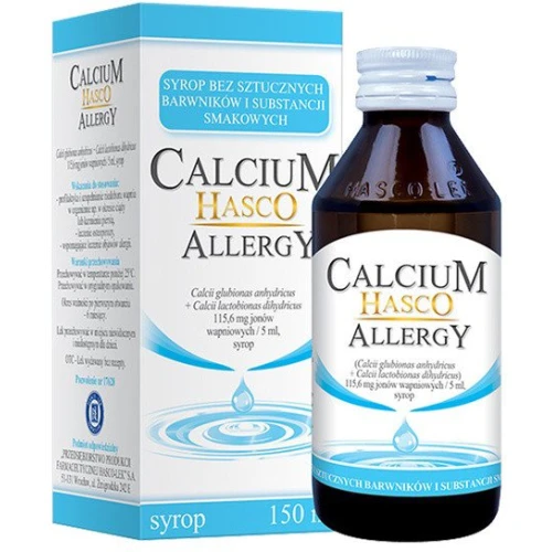 Calcium Hasco Allergy, 150 ml - Syrop z wapniem, bez sztucznych barwników i substancji smakowych