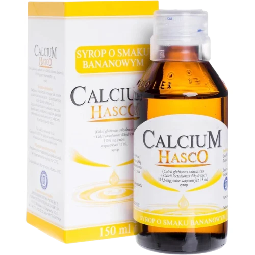 Calcium Hasco, syrop o smaku bananowym, 150ml - Syrop z wapniem dla dzieci i dorosłych
