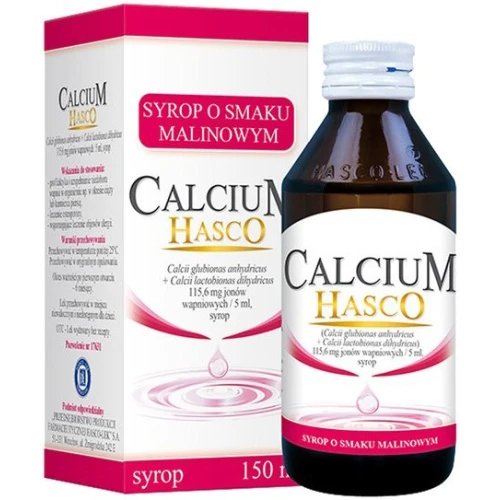 Calcium Hasco, syrop o smaku malinowym, 150 ml  - Syrop z wapniem dla dzieci i dorosłych