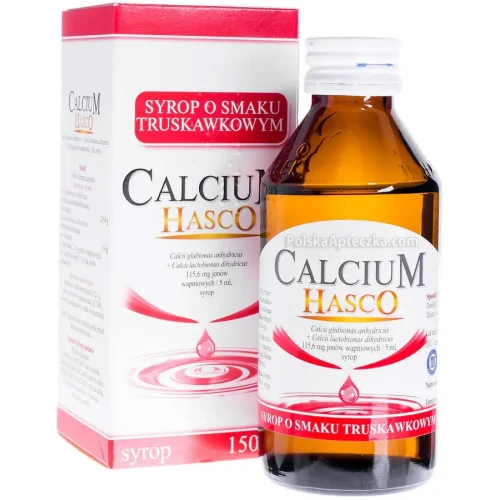 Calcium Hasco, syrop o smaku truskawkowym, 150 ml - Syrop z wapniem dla dzieci i dorosłych