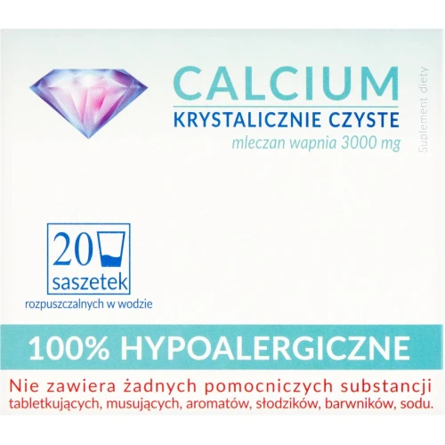 Calcium Krystalicznie Czyste, 20 saszetek - Suplement diety z wapniem