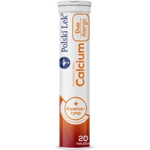 Calcium Duo Alergo + kwercetyna, smak pomarańczowy, 20 tabletek musujących - Wapń z kwercetyną dla dorosłych