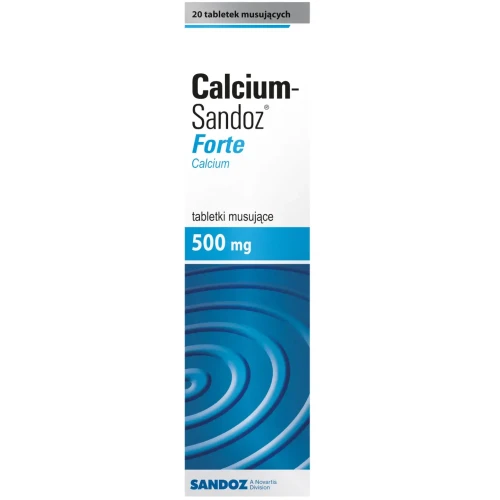 Calcium-Sandoz Forte 500 mg, 20 tabletek musujących - W zapobieganiu i leczeniu niedoborów wapnia 