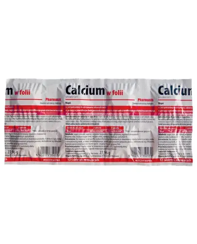 Calcium w folii Pharmasis, 12 tabletek musujących - Tabletki musujące z wapniem w formie mleczanu wapnia