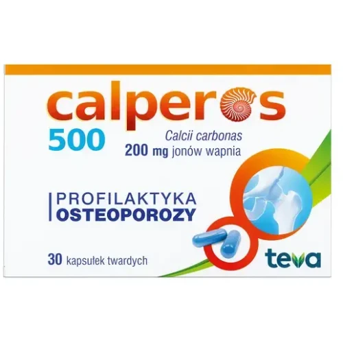Calperos 500, 200 mg jonów wapnia, 30 kapsułek twardych - Źródło wapnia do stosowania w profilaktyce osteoporozy
