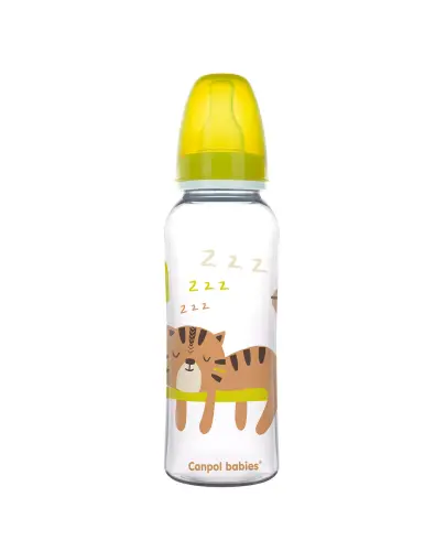 Canpol Babies Butelka wąska Africa, 250 ml - Z okrągłym smoczkiem silikonowy o szybkim przepływie