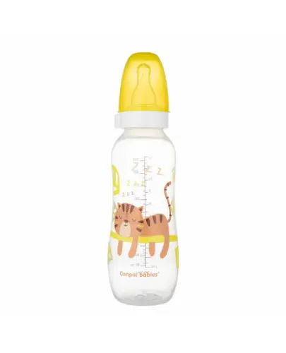 Canpol Babies Butelka wąska Africa, 330 ml - Z okrągłym smoczkiem silikonowym o szybkim przepływie