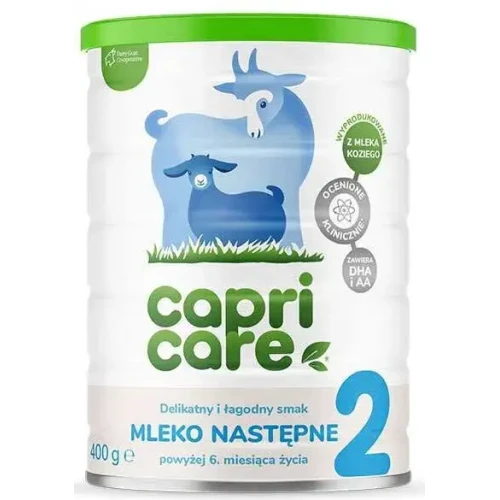 Capricare 2 Mleko następne powyżej 6. miesiąca, proszek, 400 g  - Mleko oparte na pełnym mleku kozim, dostarcza składników odżywczych