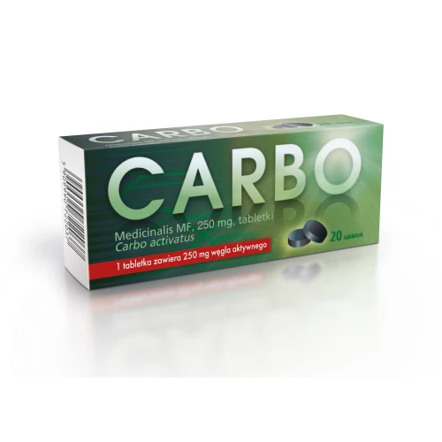 Carbo Medicinalis MF 250 mg, 20 tabletek