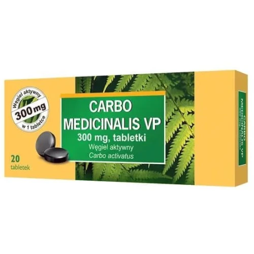 Carbo medicinalis VP 300 mg, 20 tabletek - Carbo activatus 300 mg