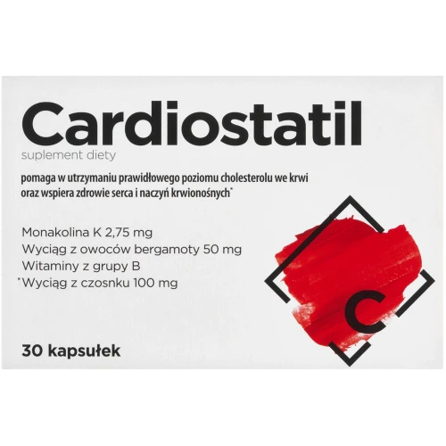 Cardiostatil, 30 kapsułek - Suplement diety z Monakoliną K i wyciągiem z bergamoty oraz czosnku
