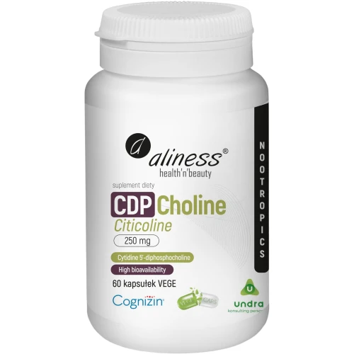 Aliness CDP Choline (Citicoline) 250 mg, 60 kapsułek - Z opatentowaną cytykoliną Cognizin®