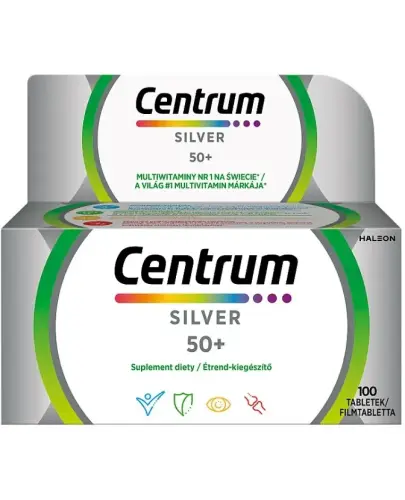 Centrum Silver 50+, 100 tabletek - Zestaw witamin i minerałów dla dorosłych po 50 roku życia