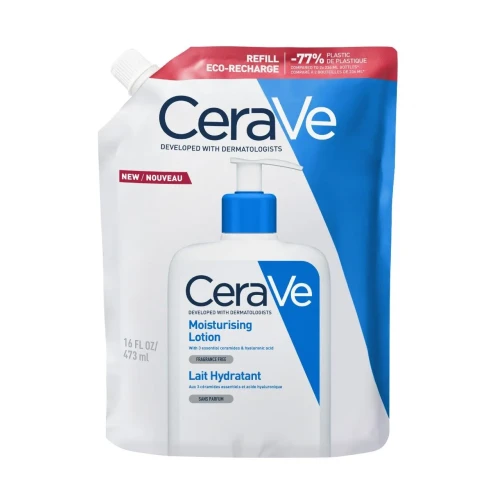 CeraVe Nawilżająca emulsja do twarzy i ciała refill, 473 ml - W wygodnym i ekologicznym opakowaniu