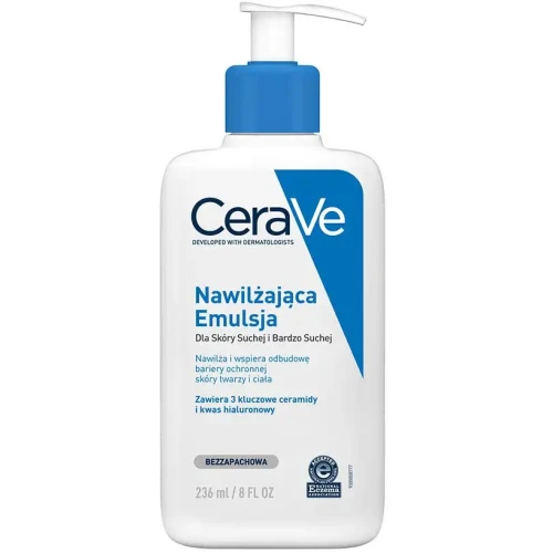 CeraVe Nawilżająca emulsja dla skóry suchej i bardzo suchej, 236 ml - Długotrwałe nawilżenie skóry